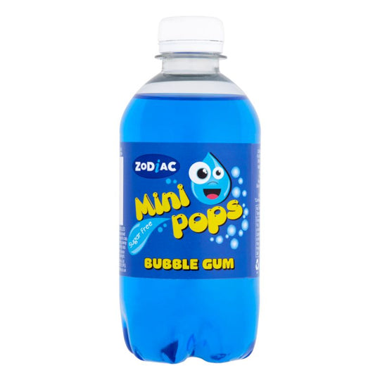 Zodiac Mini Pops Sugar Free Carbonated Bottles Bubble Gum 330ml - Case of 12