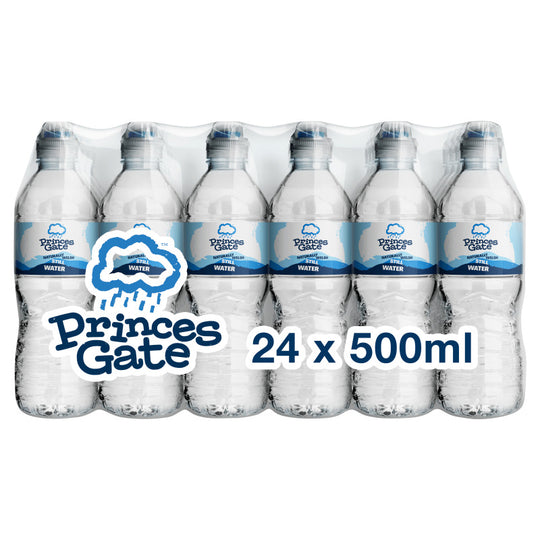 Princes Gate Still Spring Water Sports Cap 500ml Bottles - Case of 24.