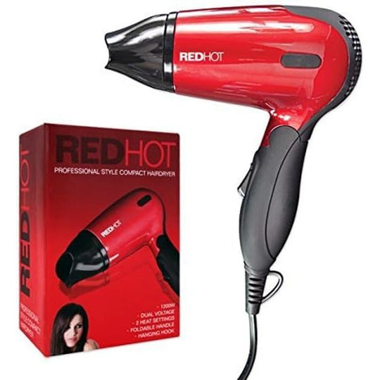 Red Hot Compact Hair Dryer Red 1200ww