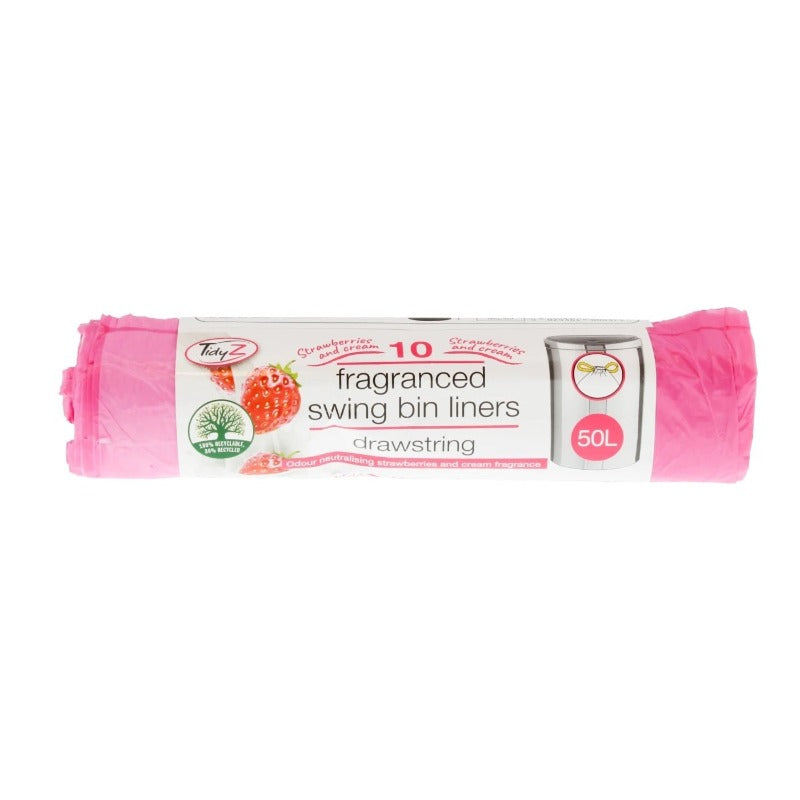 Tidyz Fragranced Strawberry Swing Bin Liners 50L 10 Pack Wholesale
