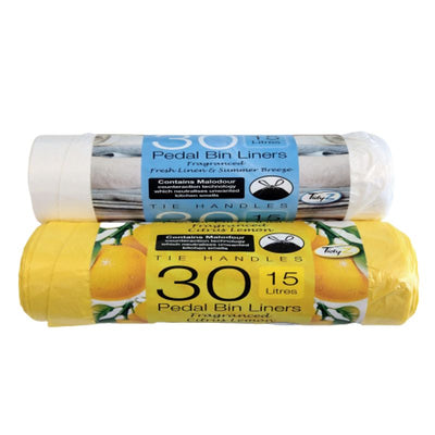 TidyZ Scented Pedal Bin Liners with Tie Handles Assorted Fragrance 30 Pack