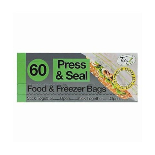 Tidyz Press & Seal Food & Freezer Bags 60 Pack