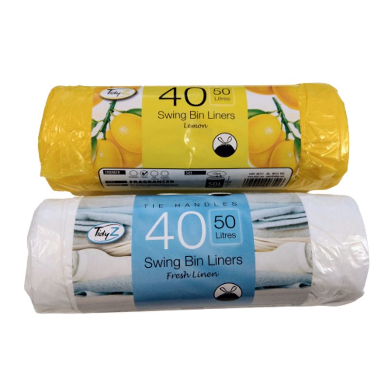 Tidyz Fragranced Swing Bin Liners Tie Handles 50L 40 Pack Wholesale