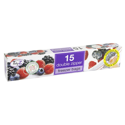 TidyZ Double Zipper Freezer Bags 15 Pack