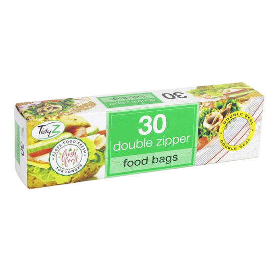 TidyZ Double Zipper Food Bags 30 Pack