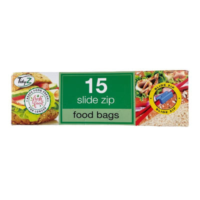 TidyZ Resealable Slide Zip Food Bags 15 Pack