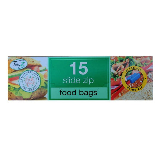 TidyZ Resealable Slide Zip Food Bags 15 Box Pack
