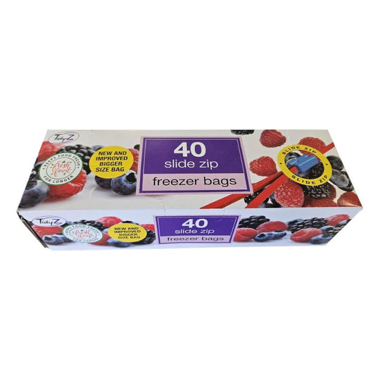 TidyZ Resealable Slide Zip Freezer Bags 40 Pack