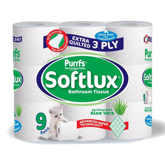 Purrfs Softlux White Toilet Paper 9 Pack Aloe Vera - Case of 5