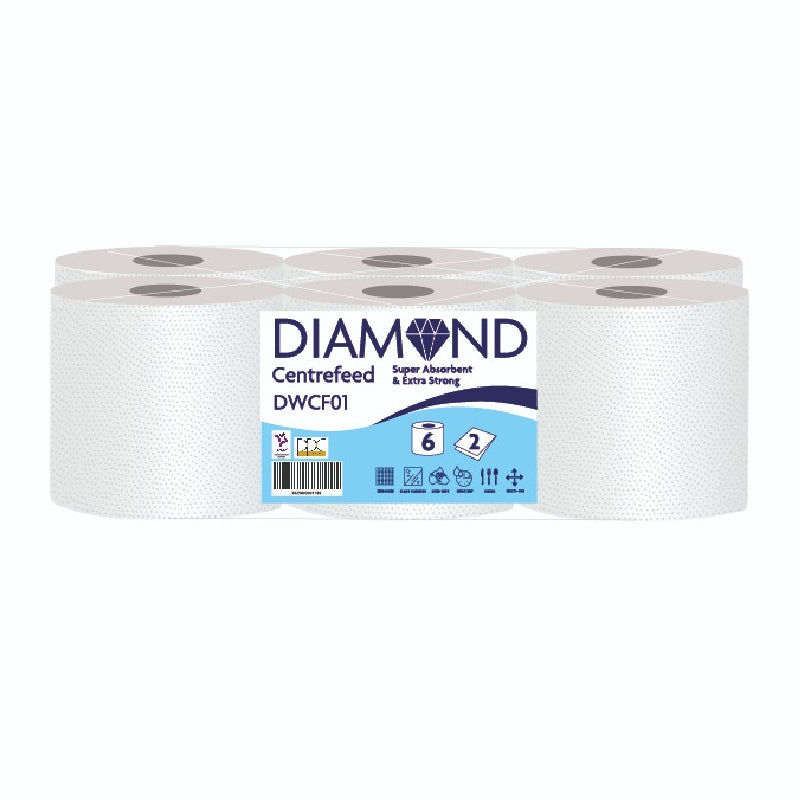 Diamond White Value Centrefeed Paper Tissue 6 Roll Pack Wholesale
