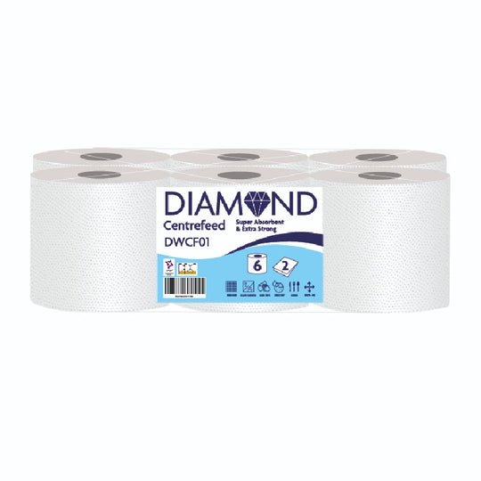 Diamond White Value Centrefeed Paper Tissue 6 Roll Pack