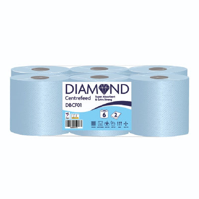 Diamond Blue Value Centrefeed Paper Tissue 6 Roll Pack