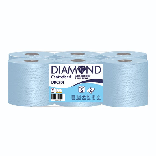 Diamond Blue Value Centrefeed Paper Tissue 6 Roll Pack