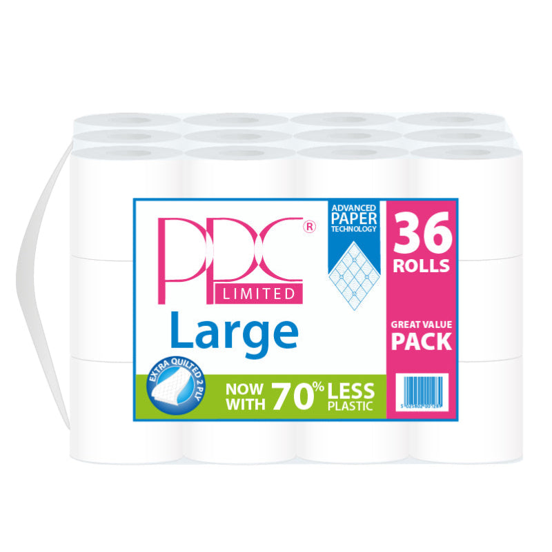 PPC Large White Quality Toilet Paper 36 Roll Value Pack Wholesale