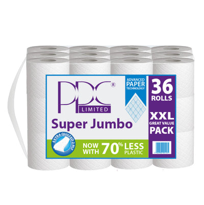 Pallet Deal : 60 x PPC Super Jumbo White Quality Toilet Paper 36 Roll Value Pack