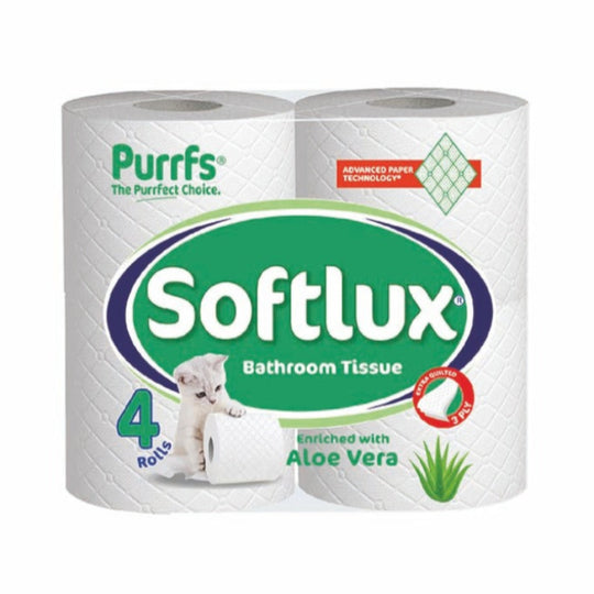 Purrfs Softlux White Toilet Paper 4 Pack Aloe Vera - Case of 10