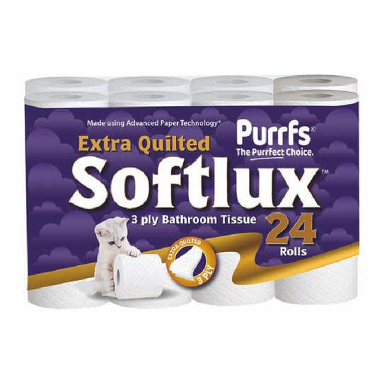 Pallet Deal : 75 x Purrfs Softlux White Toilet Paper 3Ply 24 Roll
