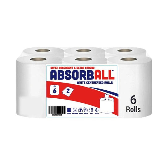 Absorball White Value Centrefeed Paper Tissue 6 Roll Pack