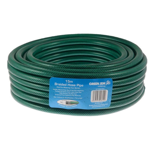 Green Jem Braided Hose Pipe 15m