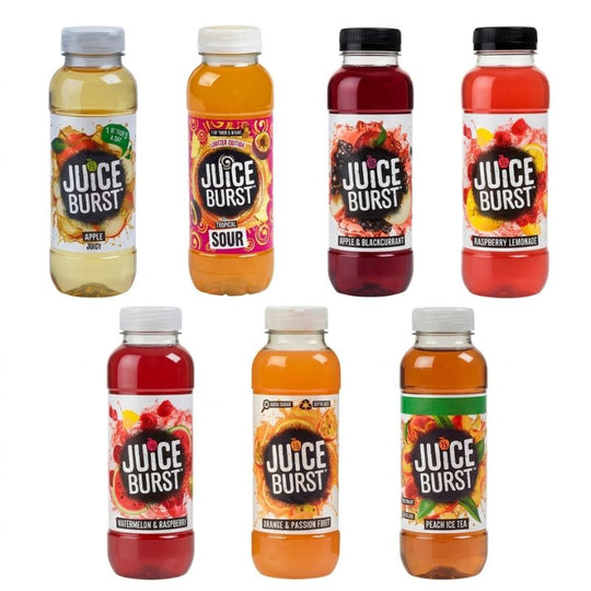 Pallet Deal : 2,232 x Juice Burst 7 Assorted Flavours NAS Bottles 330ml (School Approved) (12pk)