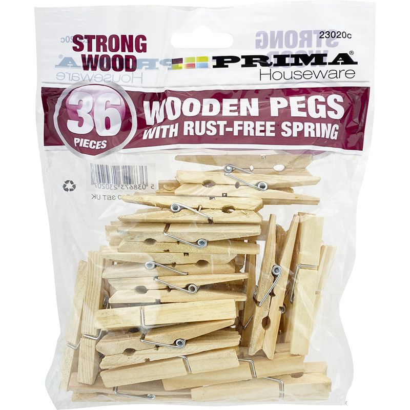 Prima Wooden Clothes Pegs 36 Pack Wholesale