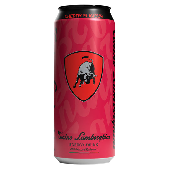 Lamborghini Cherry Energy Drink 500ml Cans - Case of 12