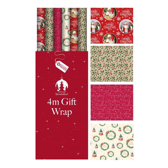 Christmas Traditional Design Gift Wrap 4m