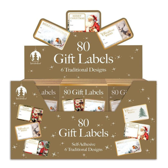 Christmas Gift Labels Traditional Design 80 Pack