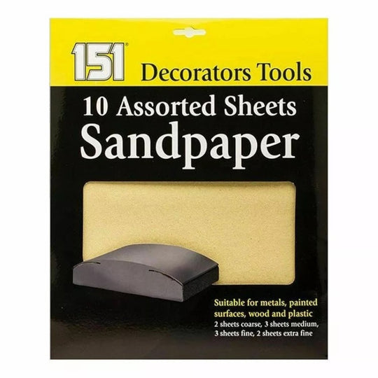 151 Assorted Sandpaper Sheets 10 Pack