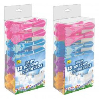 151 Soft Grip Flower Clothes Pegs 18 Pack
