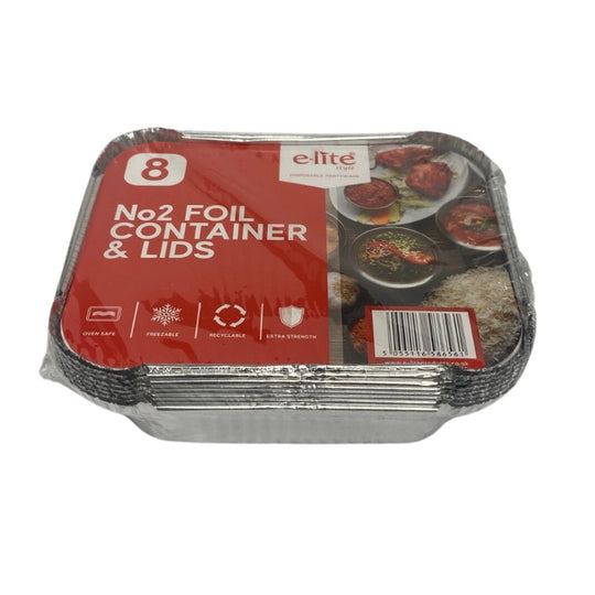 E-lite Style Foil Containers Size No 2 8 Pack