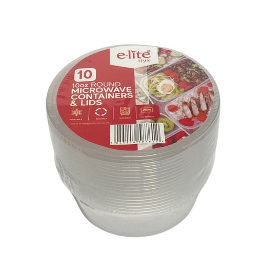 E-lite Style Microwave Containers With Lids 10 Pack 10 oz