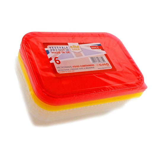 E-lite Gold Microwave Food Containers with Lids 500cc 6 Pack