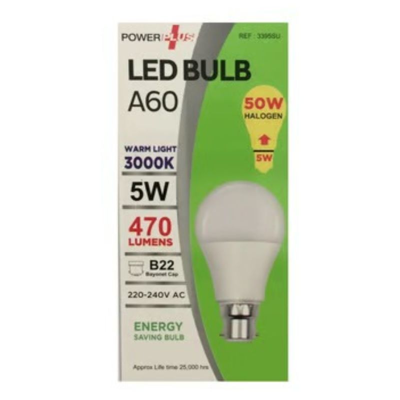 Powerplus LED Bulb A60 B22 5W(50W) Warm Light - Case of 12 Wholesale
