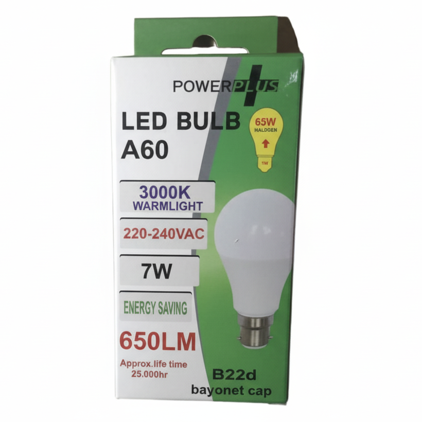 Power Plus Led Bulb Powerplus LED Bulb A60 B22 7W(65W) Warm Light - Case of 12 Wholesale