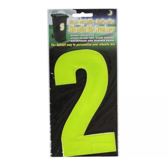 Wheelie Bin Sticker Yellow High Visibility Reflective - Number 2