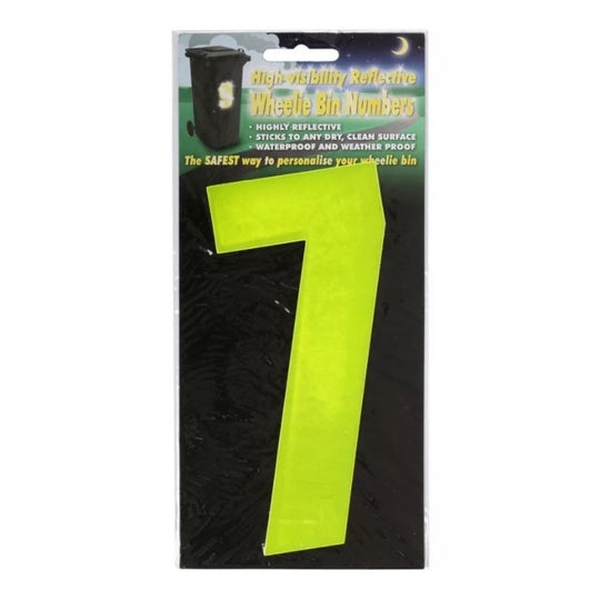Wheelie Bin Sticker Yellow High Visibility Reflective - Number 7