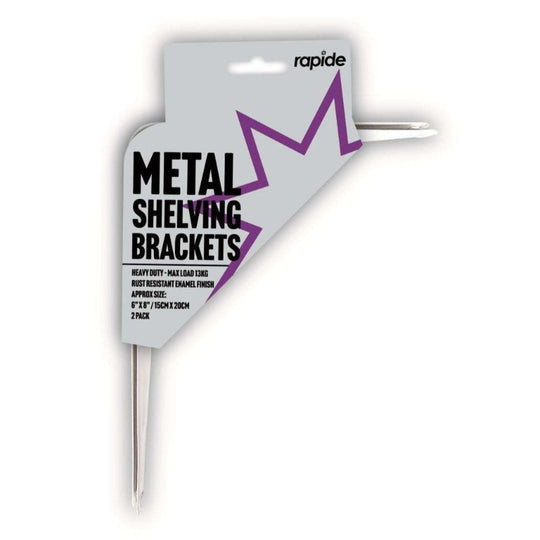 Rapide Heavy duty Metal Shelving Brackets 6x8" Pack of 2