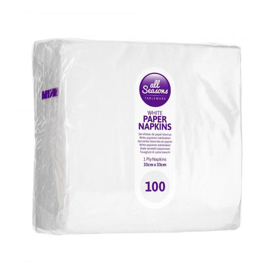 All Seasons White Napkins 100 Pack