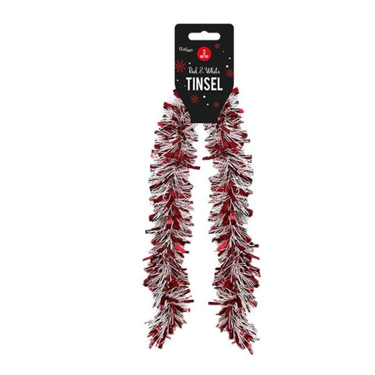 Christmas Tinsel Red & White 2m