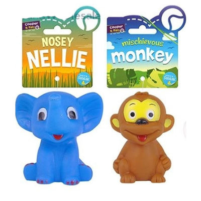 Lamb Elephant & Monkey Vinyl Squeaky Toys
