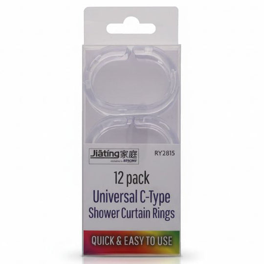 Jiating Universal C-Type Shower Curtain Rings 12 pack
