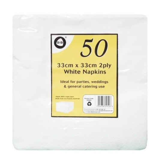 DID White Napkins 2ply 50 Pack