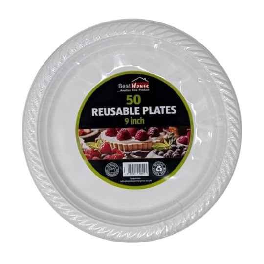 Eco Wise Reusable Plastic Plate 9" 50 Pack