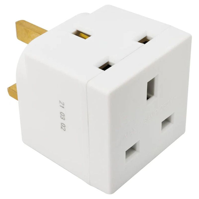 Powerplus Mains UK Wall Adaptor 2 Gang Fused 13A Wholesale