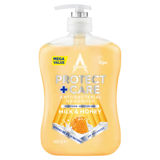 Astonish Antibacterial Handwash Protect & Care Milk & Honey 600ml - Case of 12