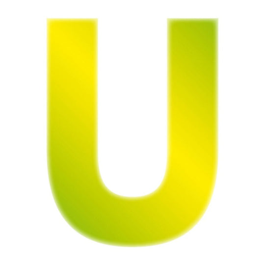 Alphabet Sticker Yellow High Visibility Reflective 3” - Letter U