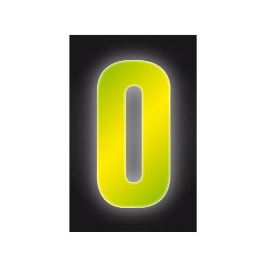 Number Sticker Yellow High Visibility Reflective 3” - Number 0