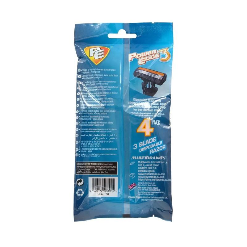 Power Edge 3 Disposable Razor For Men 4 Pack Wholesale