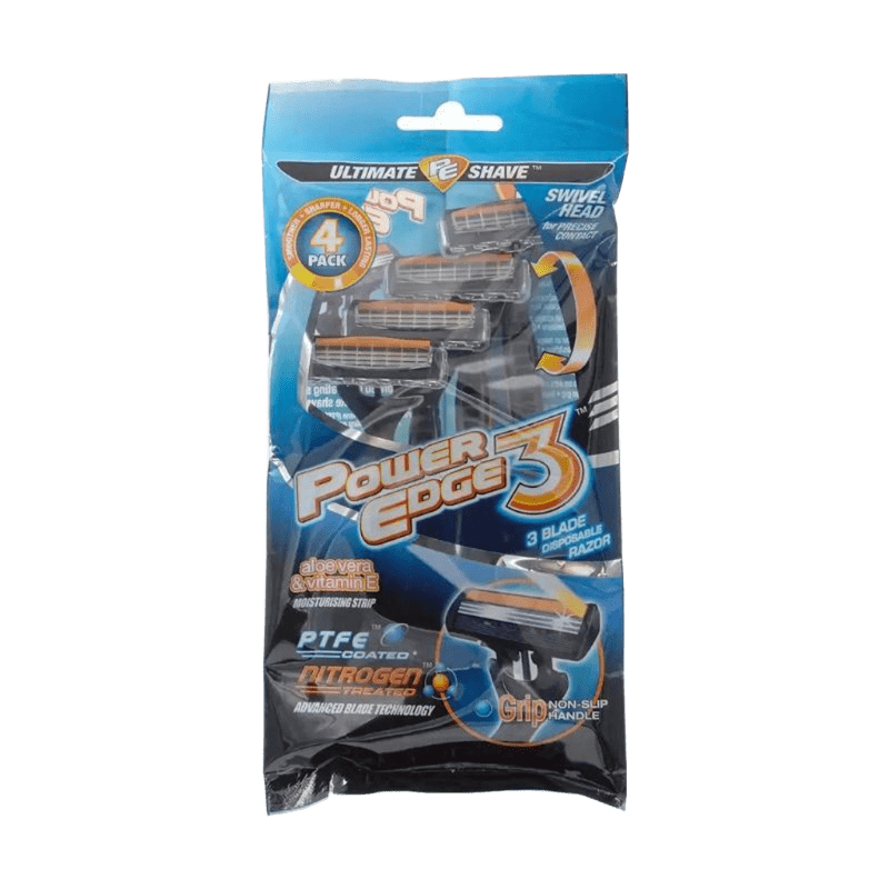 Power Edge 3 Disposable Razor For Men 4 Pack Wholesale